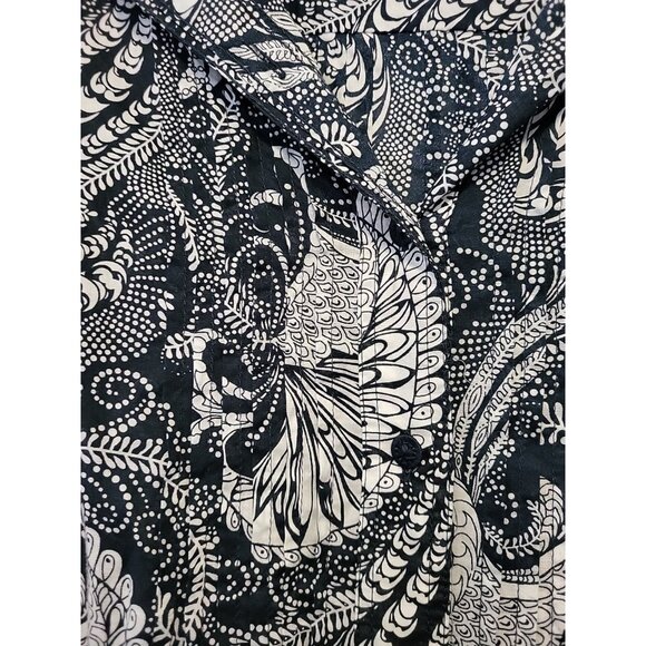 Talbots Womens Navy Blue White Paisley Cotton Pleated Tunic Top 2X - Picture 3 of 6